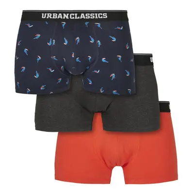 Urban Classics Boxer Shorts 3-Pack bird aop+ boxer orange + cha