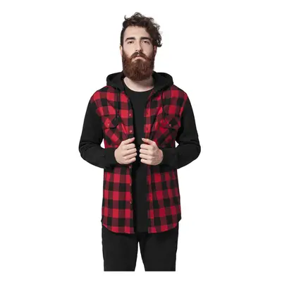 Urban Classics Hooded Checked Flanell Sweat Sleeve Shirt blk/red/bl