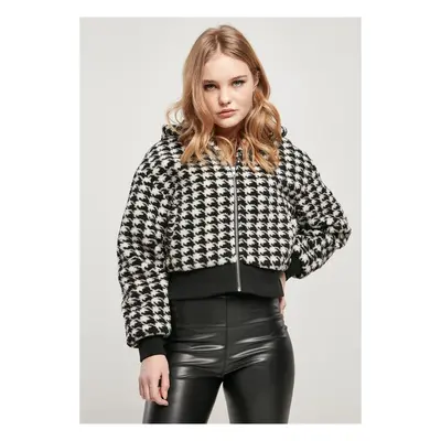 Urban Classics Ladies Short Oversized AOP Sherpa Jacket blackhoundstooth