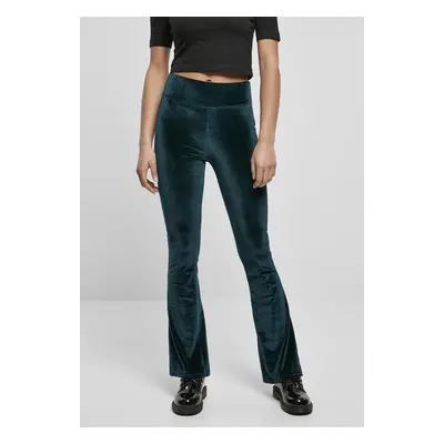 Urban Classics Ladies High Waist Velvet Boot Cut Leggings teal