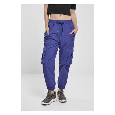 Urban Classics Ladies High Waist Crinkle Nylon Cargo Pants bluepurple