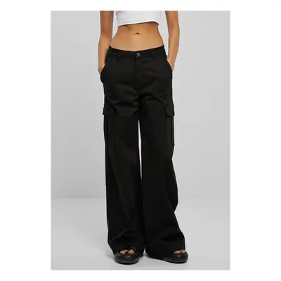 Urban Classics Ladies High Waist Wide Leg Twill Cargo Pants black