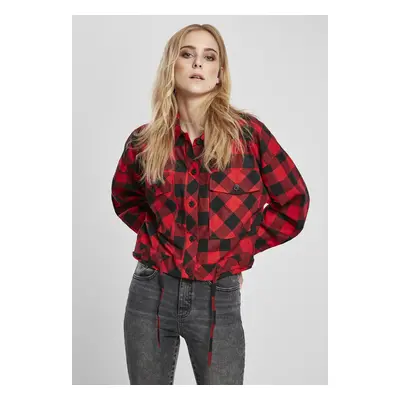 Urban Classics Ladies Short Oversized Check Shirt black/red