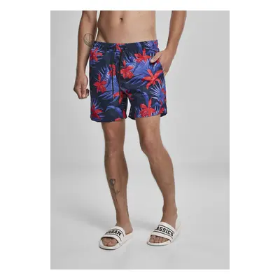 Urban Classics Pattern Swim Shorts blue/red