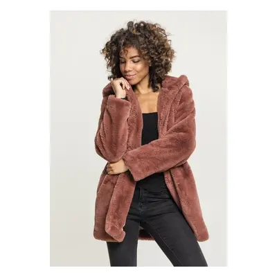 Urban Classics Ladies Hooded Teddy Coat darkrose