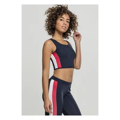 Urban Classics Ladies Side Stripe Cropped Zip Top navy/fire red/white