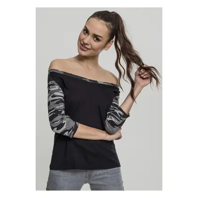 Urban Classics Ladies 3/4 Contrast Raglan Tee black/darkcamo