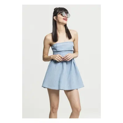 Urban Classics Ladies Denim Bandeau Dress bluewash