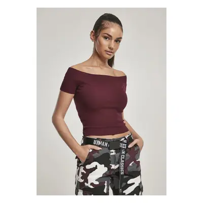 Urban Classics Ladies Off Shoulder Rib Tee redwine