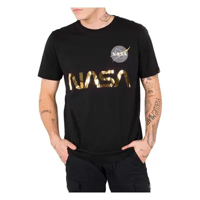 Férfi póló alpha industries NASA Reflective T-Shirt Black