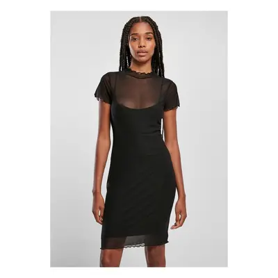 Urban Classics Ladies Mesh Double Layer Dress black