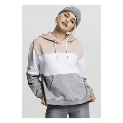 Urban Classics Ladies Oversize 3-Tone Hoody light rose/white/grey