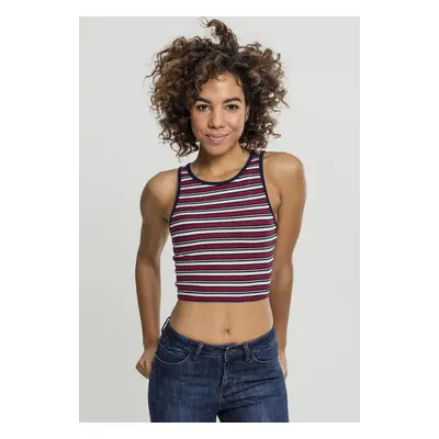 Urban Classics Ladies Rib Stripe Cropped Top white/navy/fire red