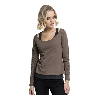 Urban Classics Ladies Two-Coloured Longsleeve army green/charcoal