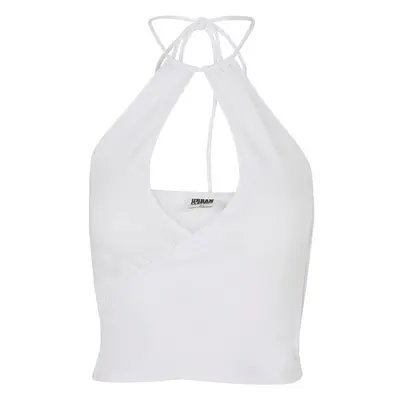 Urban Classics Ladies Short Wraped Neckholder Top white