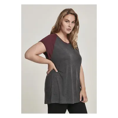 Urban Classics Ladies Contrast Raglan Tee charcoal/redwine