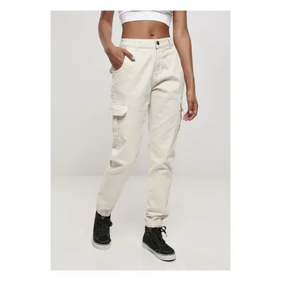 Urban Classics Ladies High Waist Cargo Pants whitesand