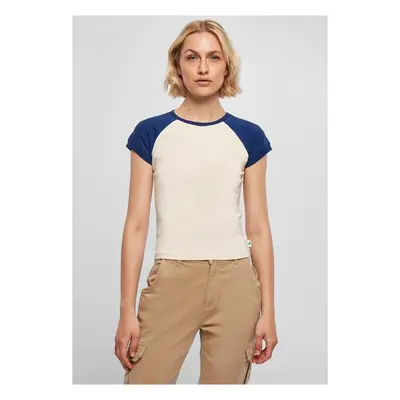 Urban Classics Ladies Organic Stretch Short Retro Baseball Tee whitesand/spaceblue