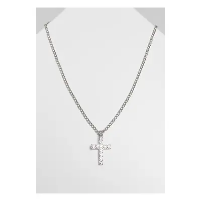 Urban Classics Diamond Cross Necklace silver