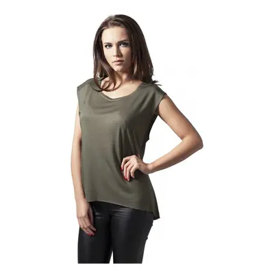 Urban Classics Ladies Shoulder Zip HiLo Tee olive