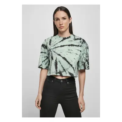 Urban Classics Ladies Oversized Cropped Tie Dye Tee black/ghostgreen