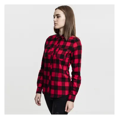 Urban Classics Ladies Turnup Checked Flanell Shirt blk/red