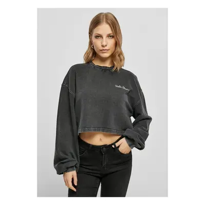 Urban Classics Ladies Cropped Small Embroidery Terry Crewneck black