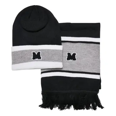 Urban Classics College Team Package Beanie and Scarf black/heathergrey/white