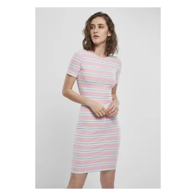 Urban Classics Ladies Stretch Stripe Dress girlypink/oceanblue