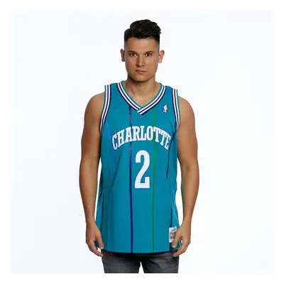 Mitchell & Ness Charlotte Hornets #2 Larry Johnson teal/white Swingman Jersey