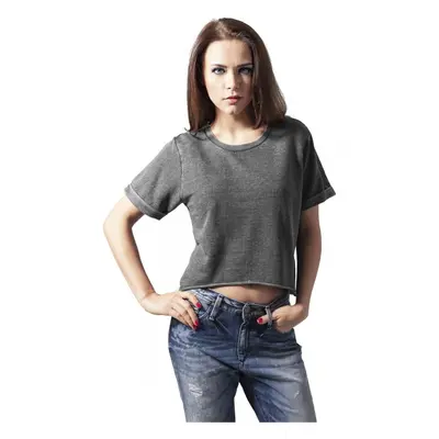 Urban Classics Ladies Cropped Burnout Short Sleeve Crew darkgrey