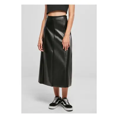 Urban Classics Ladies Synthetic Leather Midi Skirt black