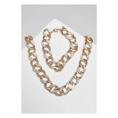 Urban Classics Basic Diamond Necklace And Bracelet Set gold