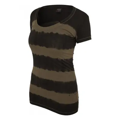 Urban Classics Ladies Dip Dye Stripe Tee d.gry/olive