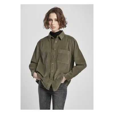 Urban Classics Ladies Corduroy Oversized Shirt olive