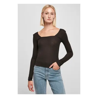 Urban Classics Ladies Rib Squared Neckline Longsleeve black