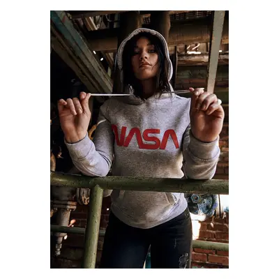 Mr. Tee Ladies NASA Worm Logo Hoody h.grey