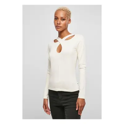 Urban Classics Ladies Crossed Cut Out Longsleeve whitesand