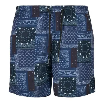 Urban Classics Pattern Swim Shorts navy bandana aop