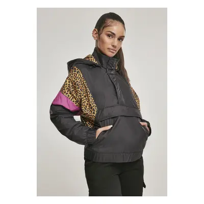 Urban Classics Ladies AOP Mixed Pull Over Jacket black/snowleo/lightasphalt