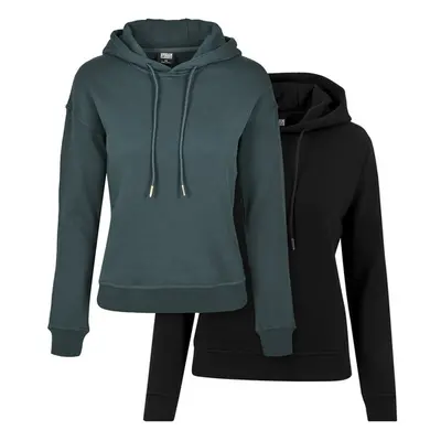 Urban Classics Ladies Hoody 2-Pack black+bottlegreen