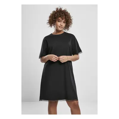 Urban Classics Ladies Boxy Lace Hem Tee Dress black