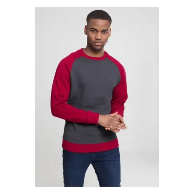 Urban Classics 2-tone Raglan Crewneck charcoal/rby