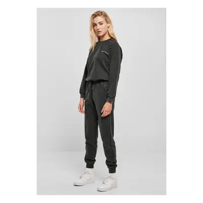 Urban Classics Ladies Small Embroidery Long Sleeve Terry Jumpsuit black