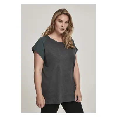 Urban Classics Ladies Contrast Raglan Tee charcoal/bottlegreen