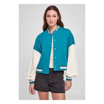 Urban Classics Ladies Oversized 2 Tone College Terry Jacket watergreen/whitesand