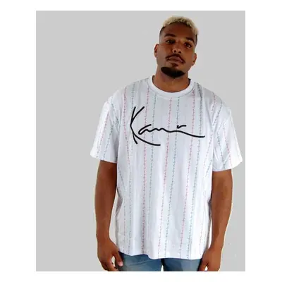 Pólo Karl Kani Signature Logo Pinstripe Tee white