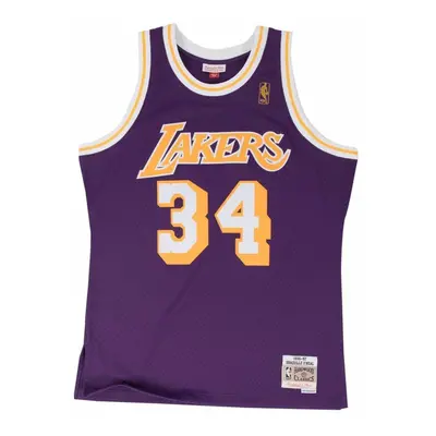 Mitchell & Ness Los Angeles Lakers #34 Shaquille O'Neal Swingman Road Jersey purple