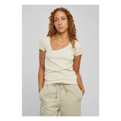 Urban Classics Ladies Organic Asymmetric Neckline Tee whitesand