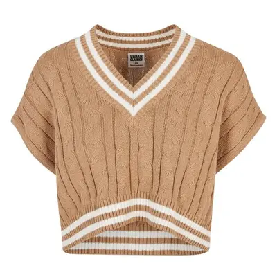 Urban Classics Ladies Cropped Knit College Slipover unionbeige